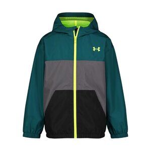 Boys' Under Armour Wintuck Printed Windbreaker Hydro/Teal YXL